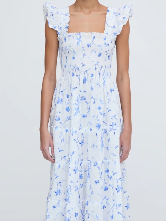 Hill House Dresses & Skirts - Hill House White Midi Dress with Blue Floral Print